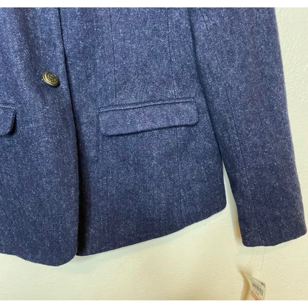Maison Jules Women's 2 Wool Blend Blazer‎ Blue Button Front New